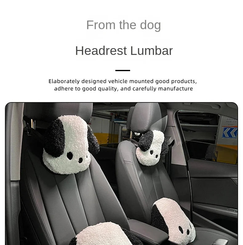 Car Headrest Neck Pillow  Waist Rest Cute Plush dog Backrest in the Car Lumbar Support