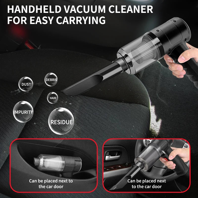 Portable Cordless Handheld Car Vacuum Cleaner Dual Use Blowing & Suction with Multi-Nozzles for Car Home Pet Office