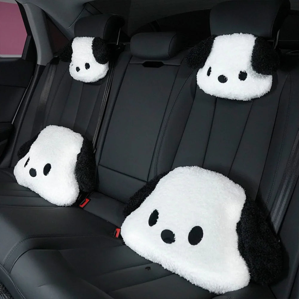 Car Headrest Neck Pillow  Waist Rest Cute Plush dog Backrest in the Car Lumbar Support
