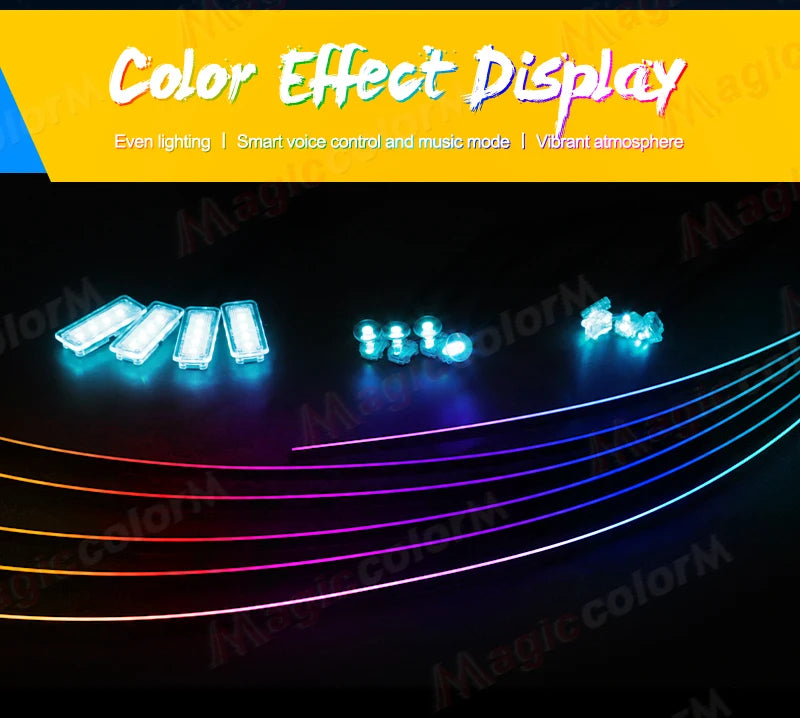 18 in 1 Led Car Ambient Lights 213 64 Color RGB Symphony Streamer Bluetooth Rainbow Interior Acrylic Strips Atmosphere Lamp Kit