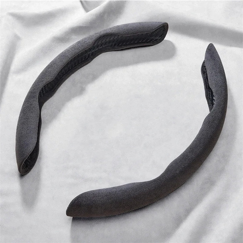 Suede Universal 38CM Car Steering Wheel Booster Cover Non-Slip Auto Interior Steer Protector Decoration Accessories-Brown