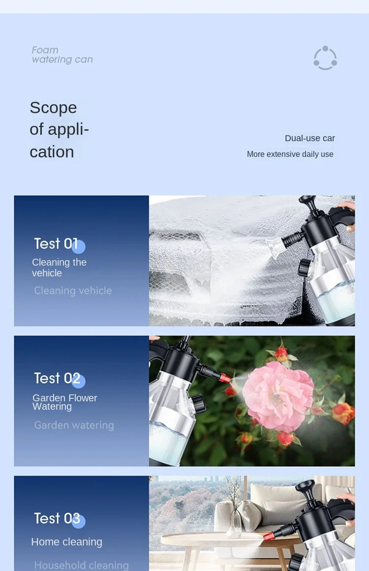 2.5L Hand Pump Foam Sprayer with 3 Types of Nozzle Hand Pneumatic Foam Cannon Snow Foam Car Wash Spray Bottle Car Window Cleanin