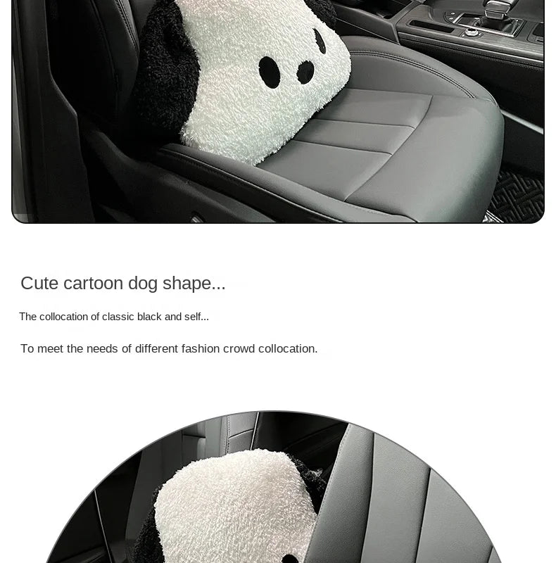 Car Headrest Neck Pillow  Waist Rest Cute Plush dog Backrest in the Car Lumbar Support