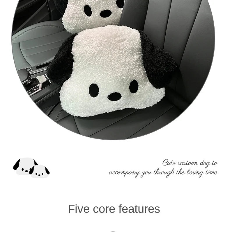 Car Headrest Neck Pillow  Waist Rest Cute Plush dog Backrest in the Car Lumbar Support